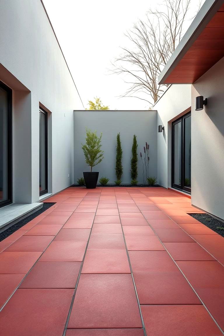 Vibrant Modern Red Paver Design - 24 Red Paver Patio Ideas