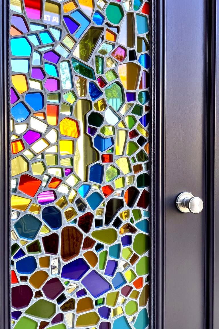 Vibrant Mosaic Glass Accents - 24 Spanish Style Front Door Ideas