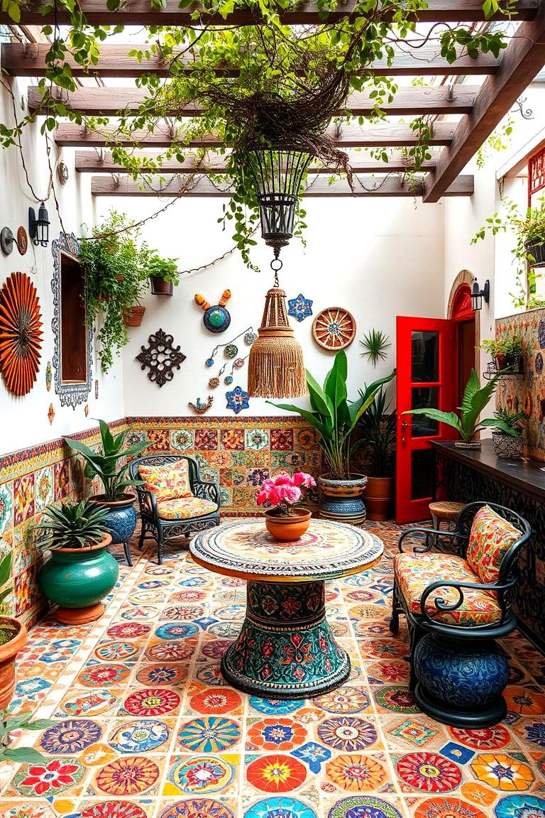 Vibrant Mosaic Magic - 24 Front Yard Patio Ideas