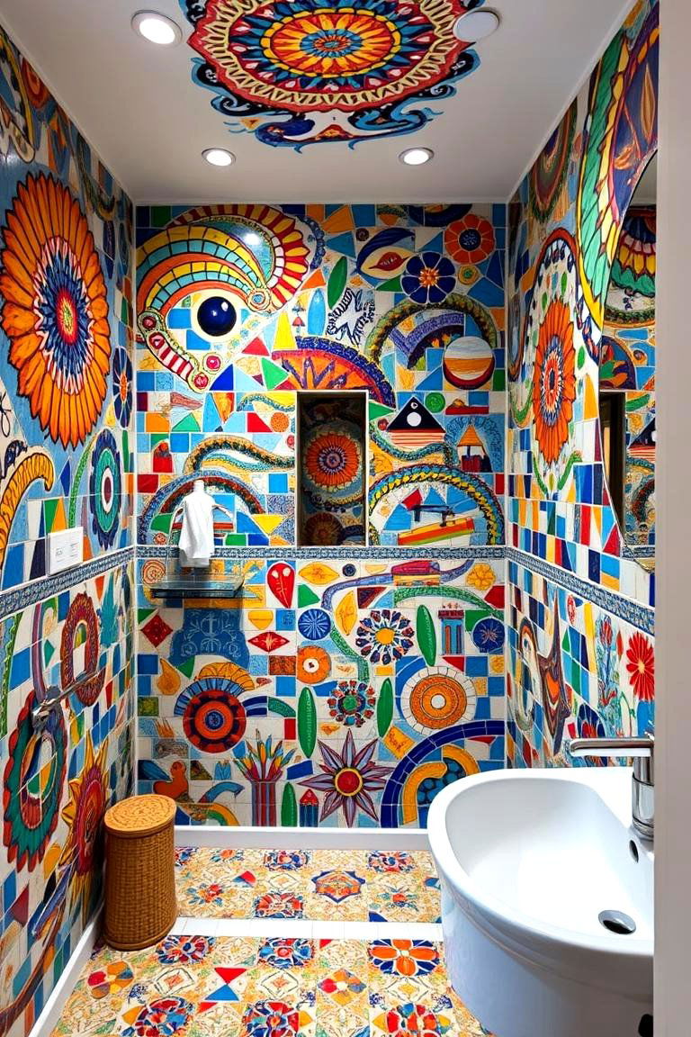 Vibrant Mosaic Masterpiece - 24 Mexican Bathroom Ideas