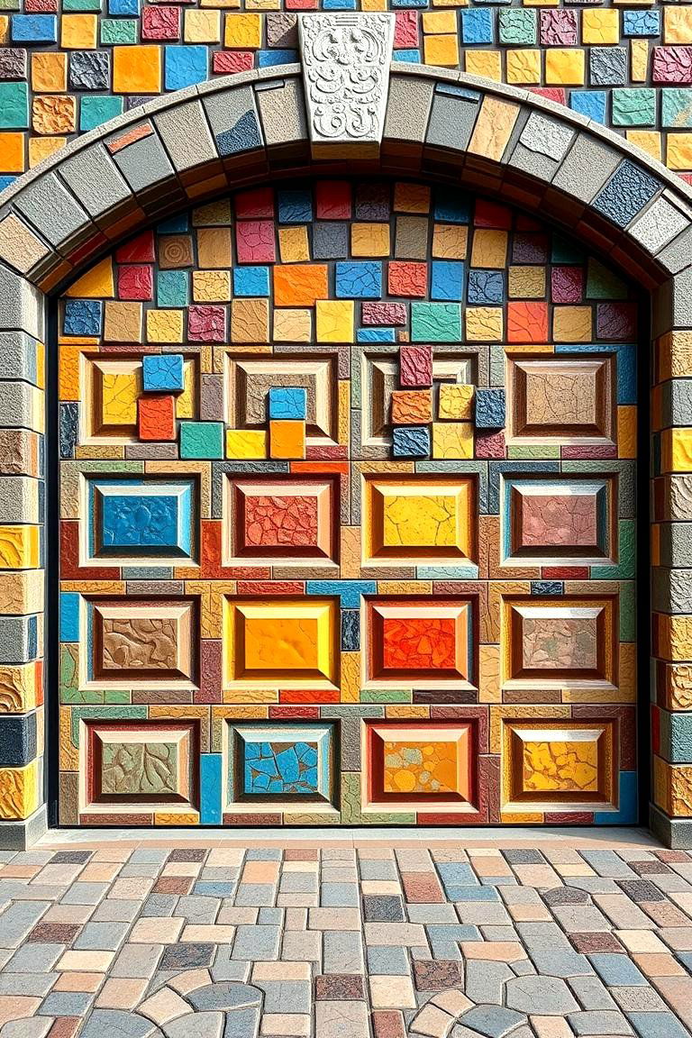 Vibrant Mosaic Vibe - 24 Garage Door Paint Ideas