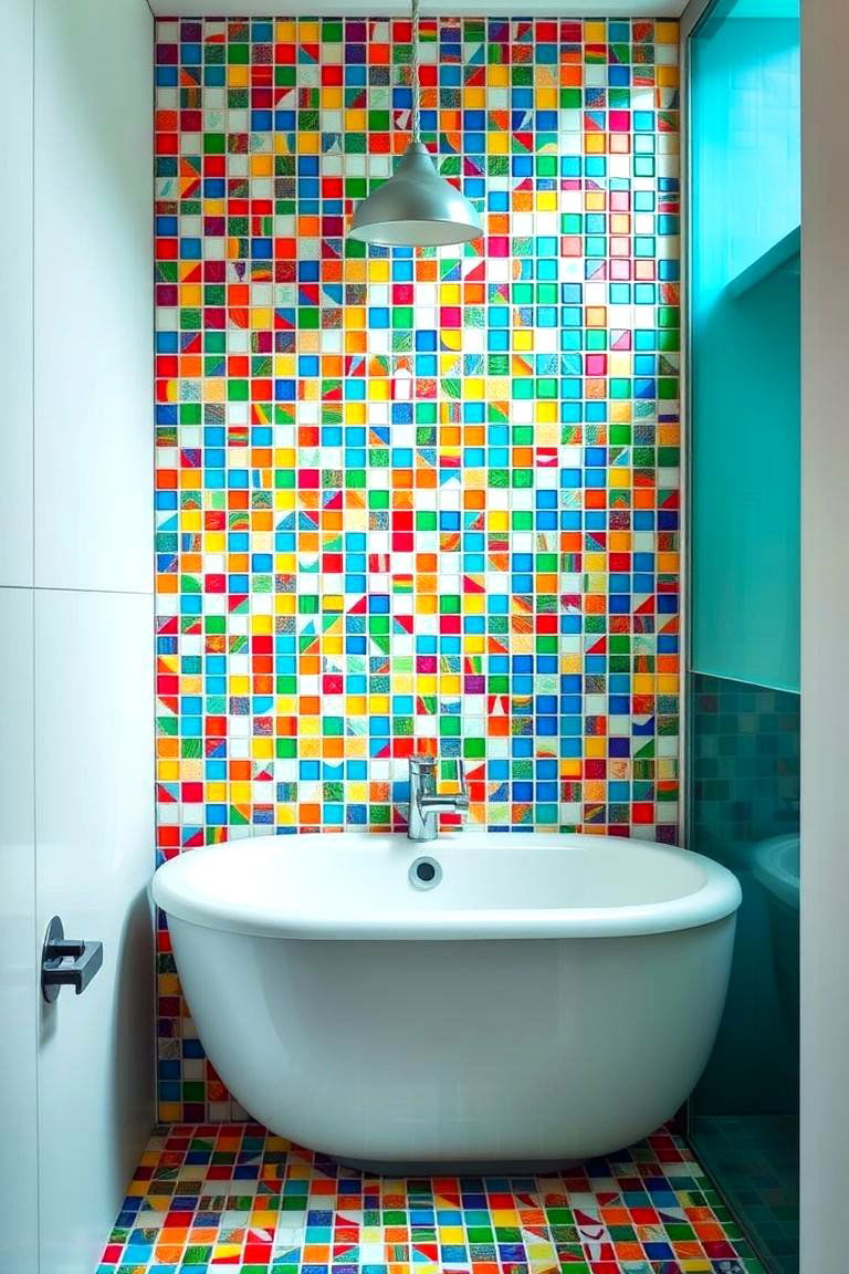 Vibrant Mosaics for a Playful Feel - 24 Bathroom Accent Wall Ideas