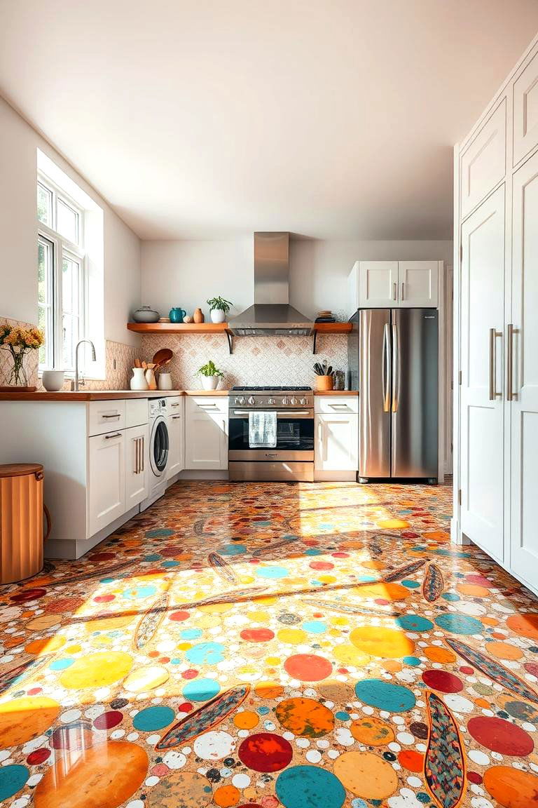 Vibrant Multicolor Flair - 24 Terrazzo Kitchen Floor Ideas