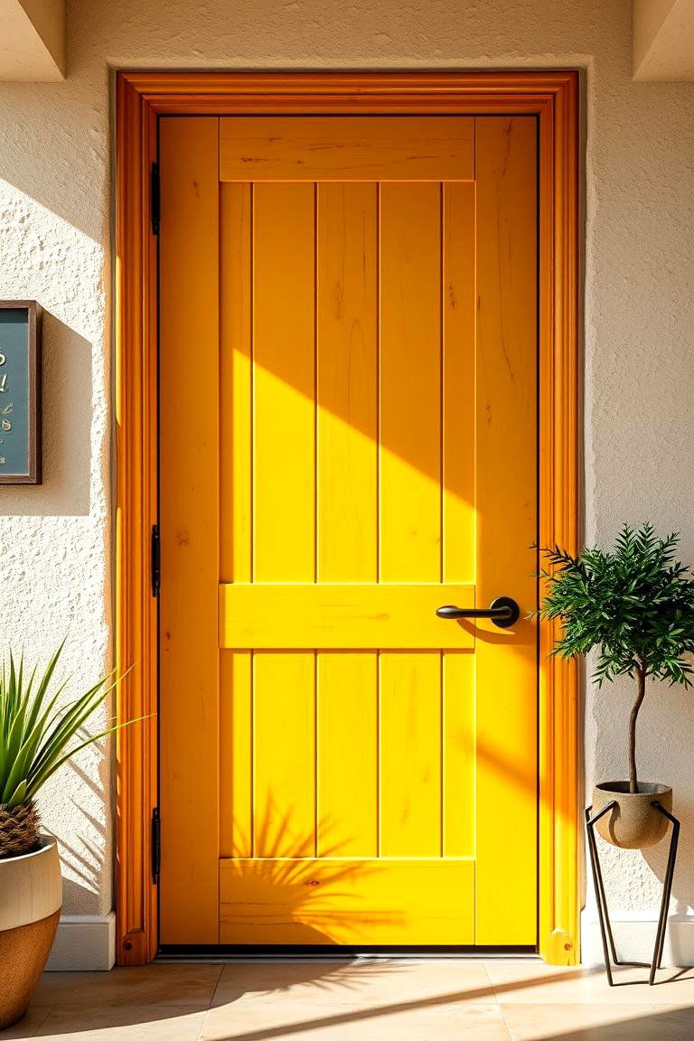 Vibrant Mustard Accent - 24 Cedar Front Door Colors Ideas