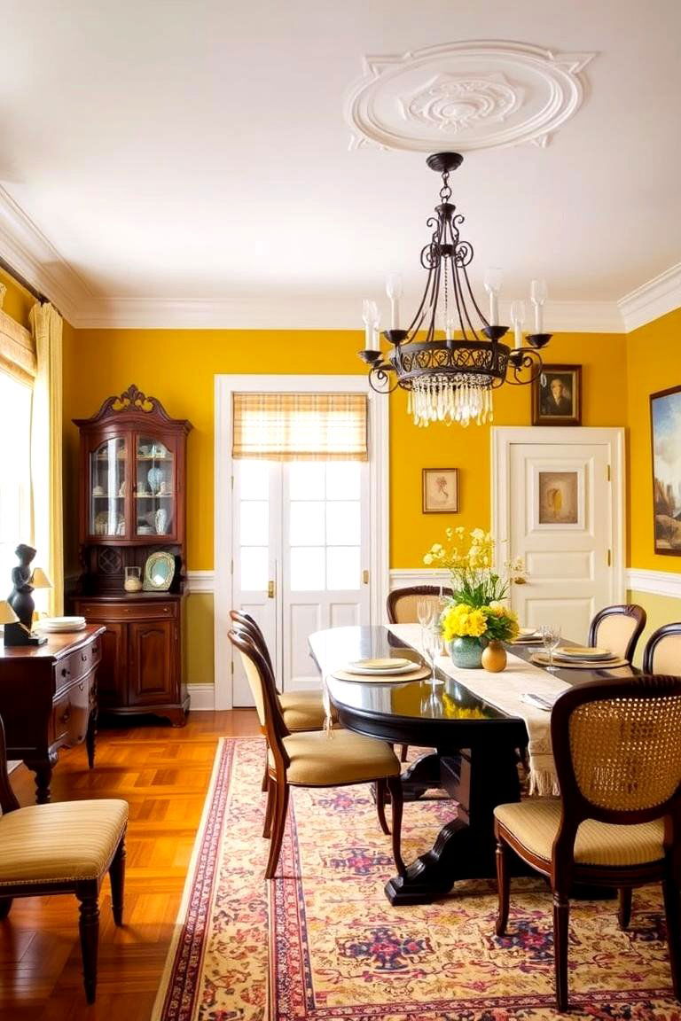 Vibrant Mustard Yellow for an Energizing Space - 24 Dining Room Paint Colors