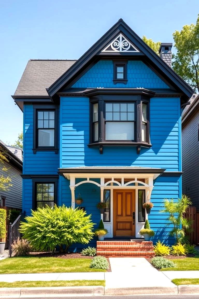 Vibrant Neighborhood Gem - 24 Blue House With Black Trim Ideas