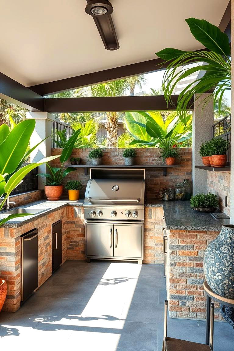 Vibrant Outdoor Barbecue Zone - 24 Tropical Patio Ideas