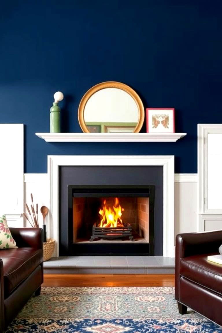 Vibrant Painted Accent Wall - 24 Fireplace Accent Wall Ideas