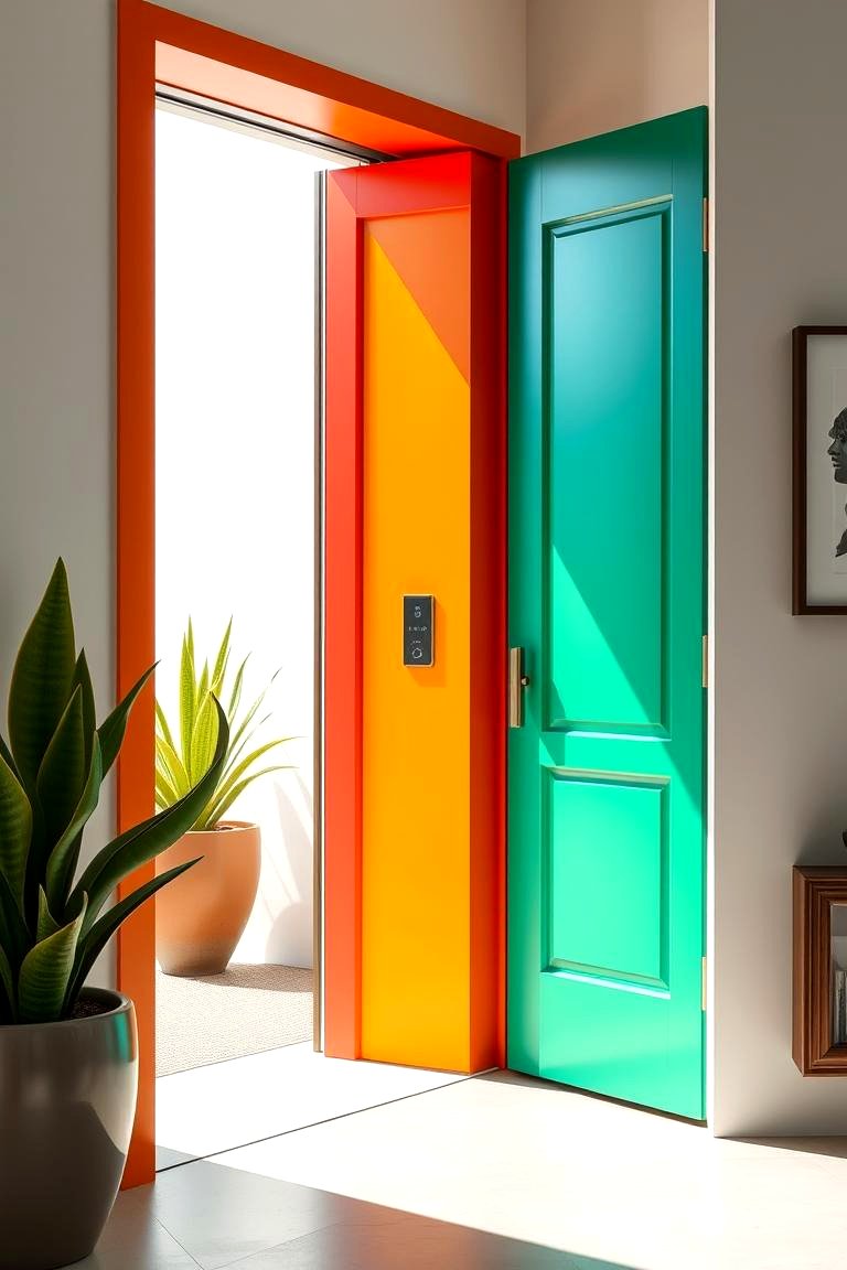 Vibrant Painted Door Frames - 24 Summer Front Door Decor Ideas