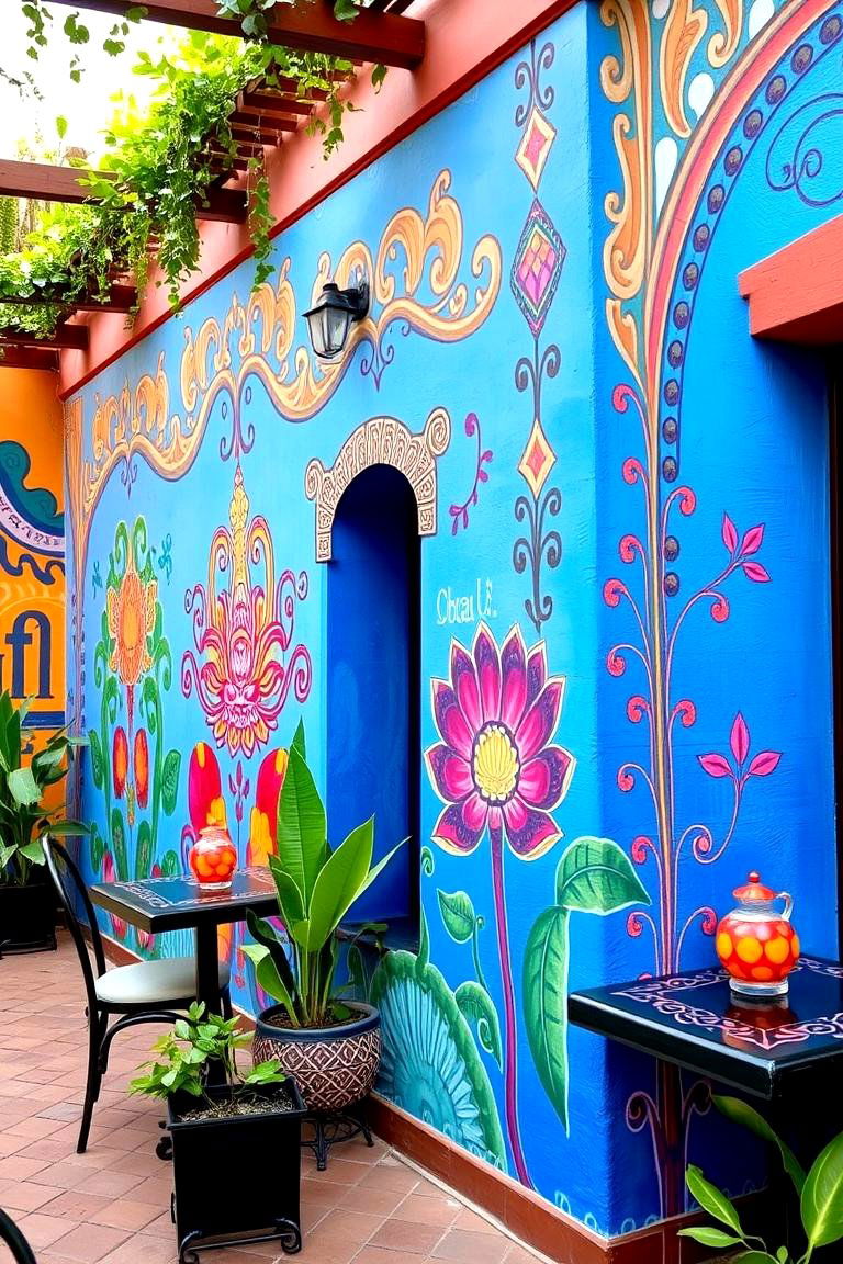 Vibrant Painted Walls and Decorative Murals - 24 spanish style patio ideas