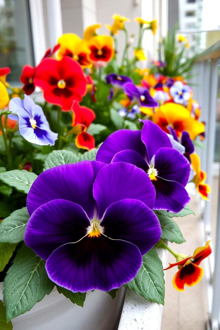 Vibrant Pansies - 24 Flowering Plants for Balcony