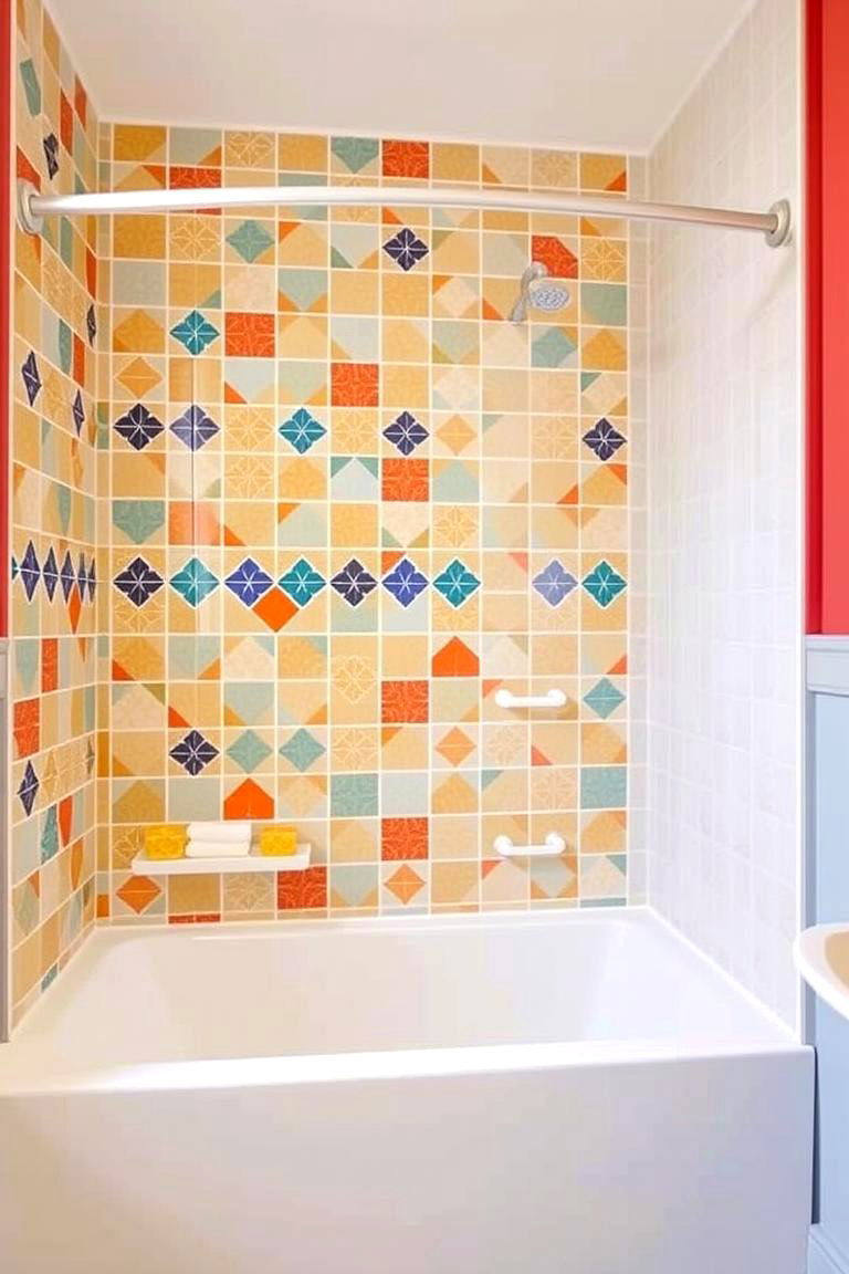 Vibrant Patterned Tiles - 24 Tub-shower Combo Ideas