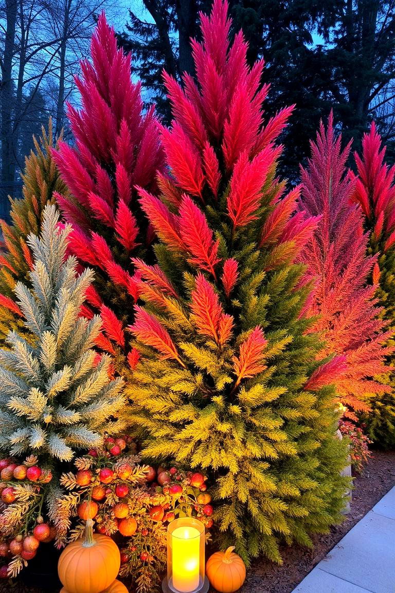 Vibrant Pine Tree Autumn Display - 24 Pine Tree Landscape Ideas
