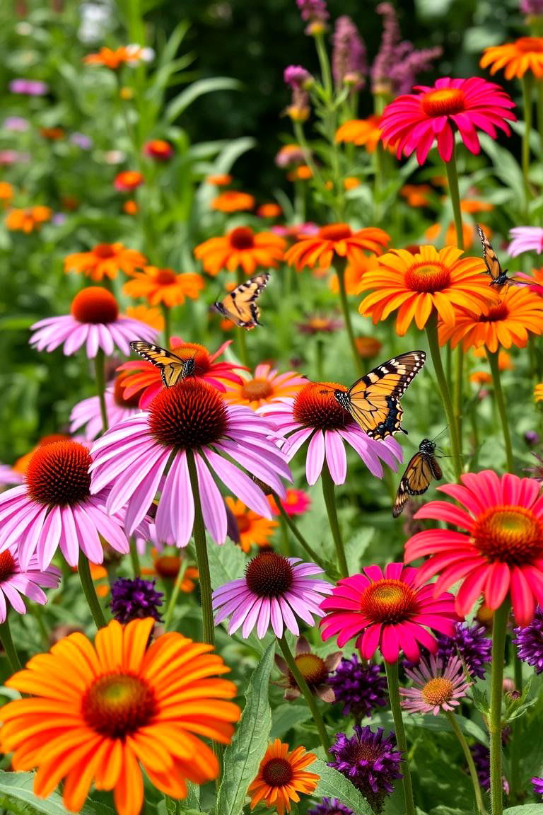 Vibrant Pollinator Paradise - 24 Perennial Flower Bed Ideas