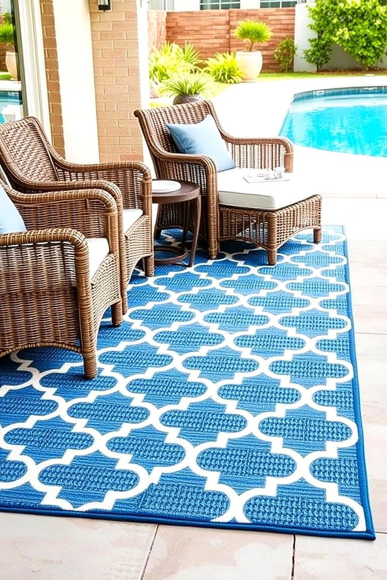 Vibrant Poolside Rugs - 24 Pool Decor Ideas