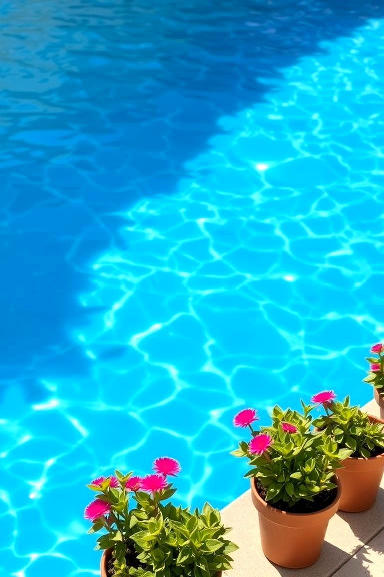Vibrant Potted Plants Along the Pool Edge - 24 Above Ground Pool Landscaping Ideas