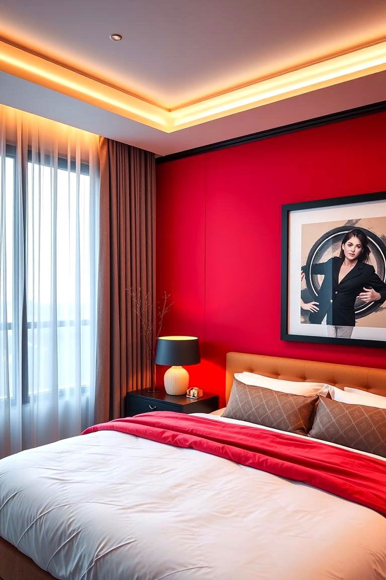 Vibrant Red Accent Walls - 24 Red and Black Bedroom Ideas
