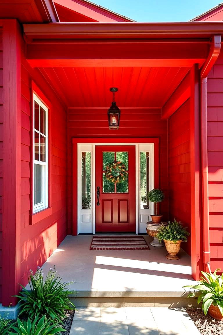 Vibrant Red Wooden Siding - 24 red home exterior ideas