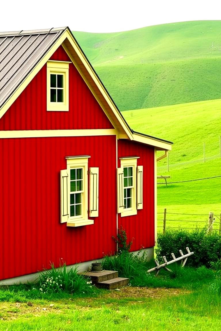 Vibrant Reds with Cream Accents - 24 Exterior Home with a Black Roof Ideas