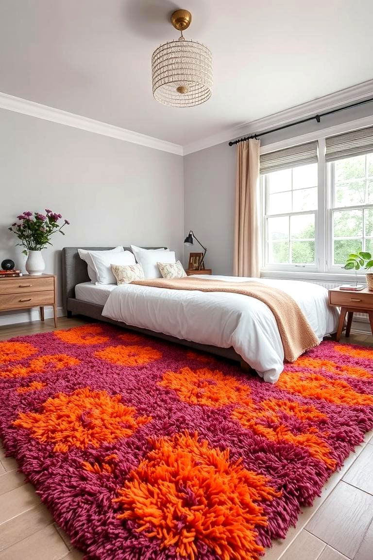 Vibrant Shag Rugs - 24 60s Bedroom Ideas