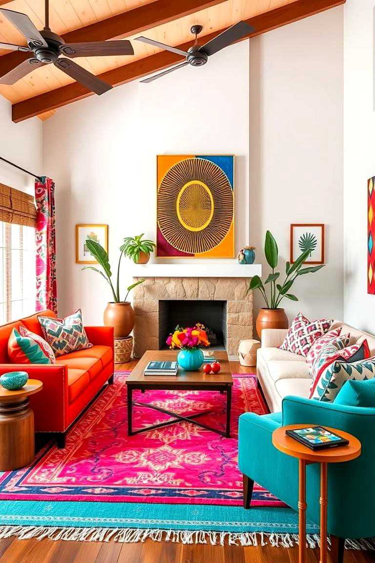 Vibrant Southwestern Color Pops - 24 Southwest Living Room Ideas