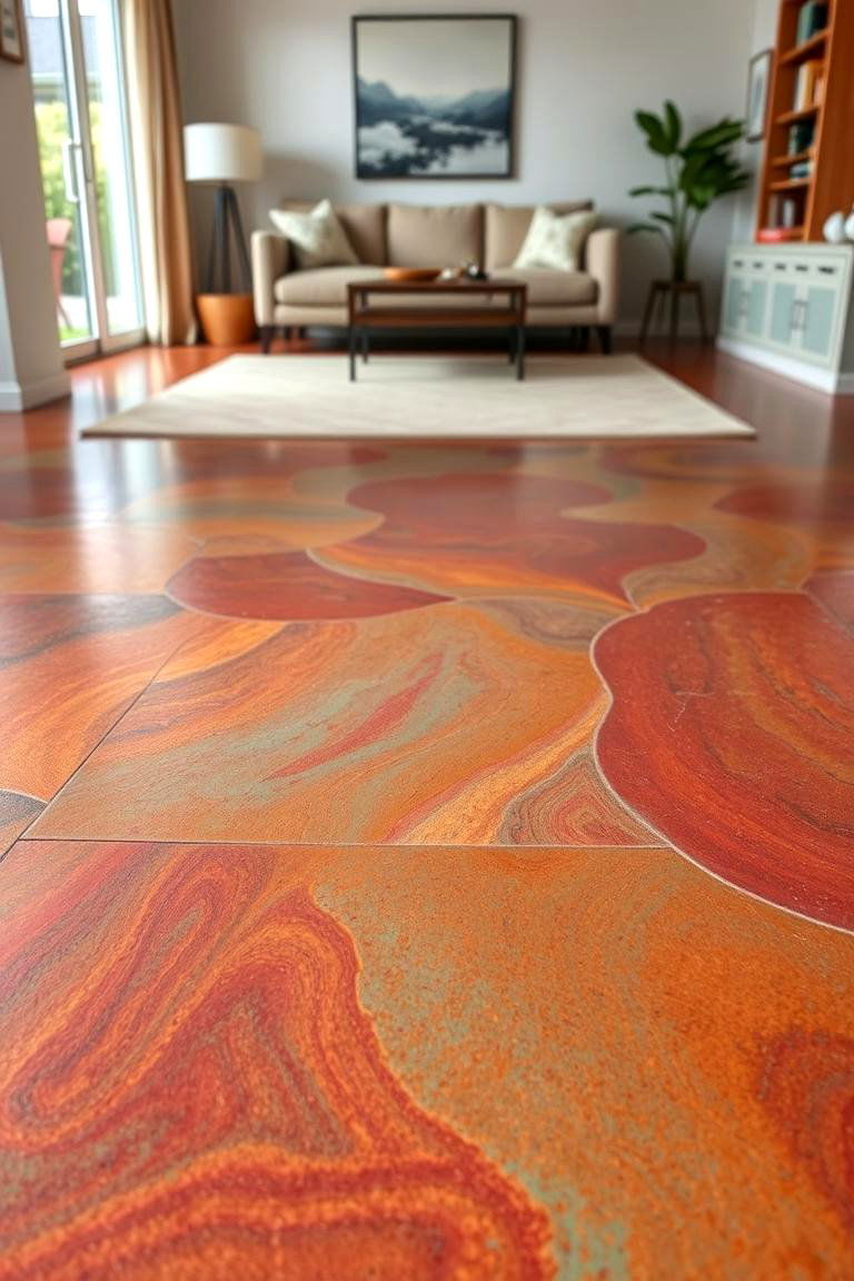 Vibrant Stained Concrete Floors - 24 Concrete Floor Ideas