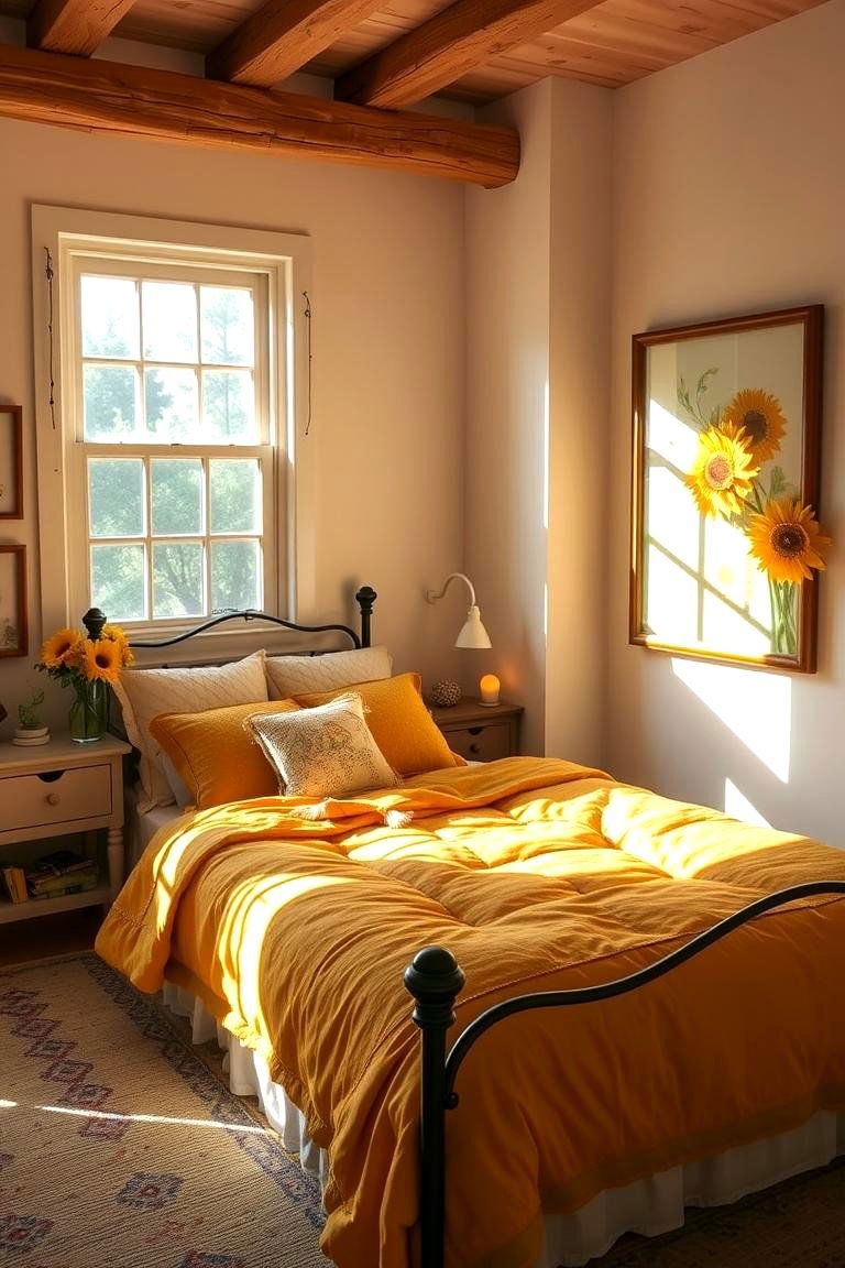 Vibrant Sunflower Bedding Inspiration - 24 Sunflower Bedroom Ideas
