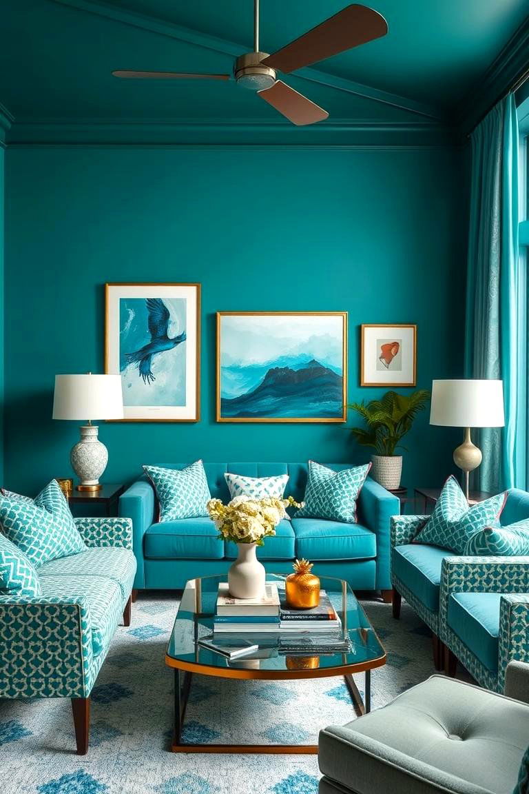 Vibrant Teal Layers - 24 Teal Bedroom Ideas