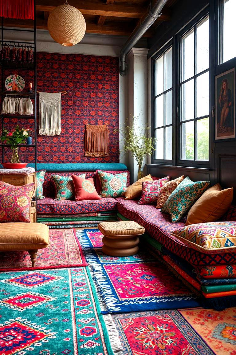 Vibrant Textile Layers - 24 Gypsy Bohemian Living Room Ideas