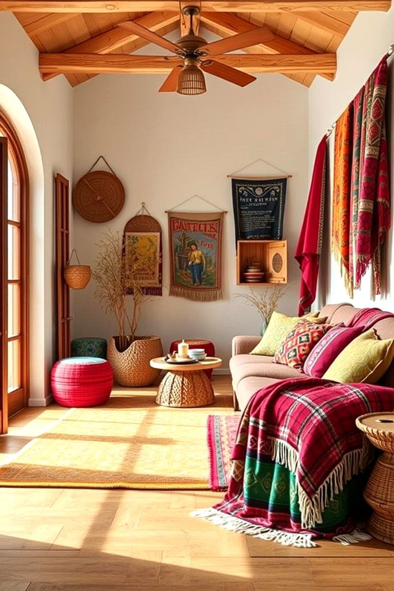Vibrant Textiles and Throws - 24 Spanish Style Living Room Ideas