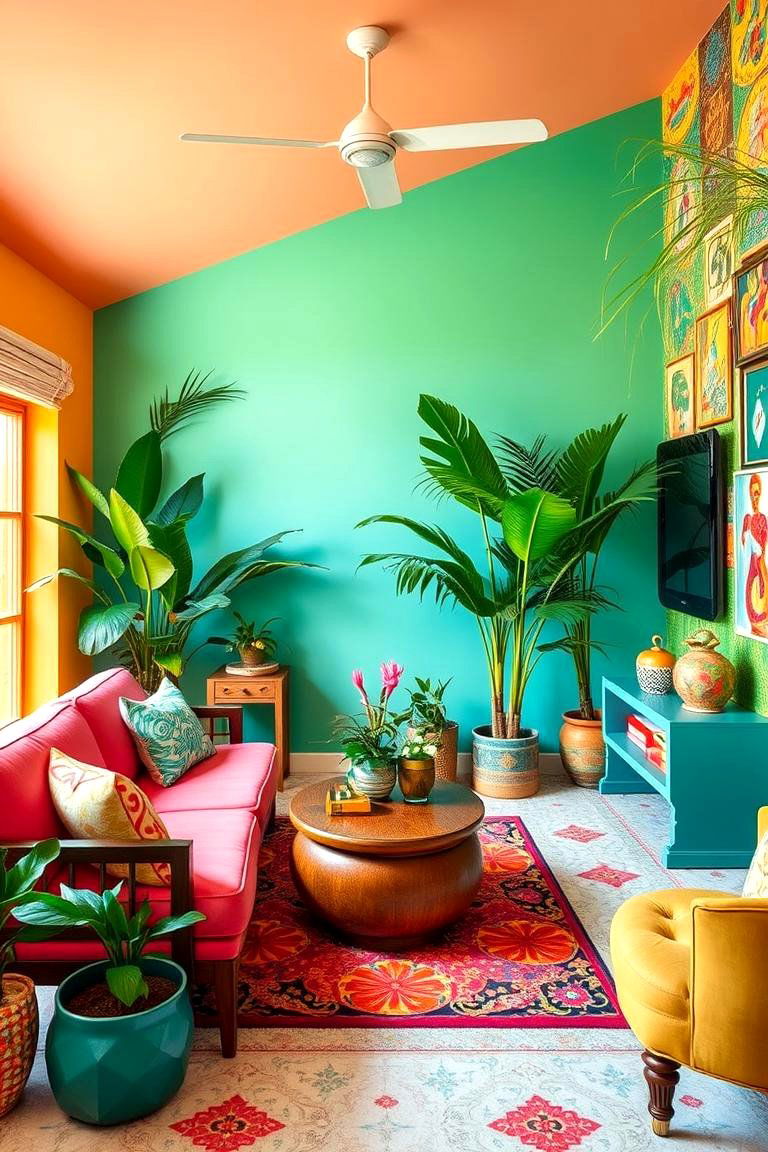 Vibrant Tropical Colors - 24 Tropical Living Room Ideas