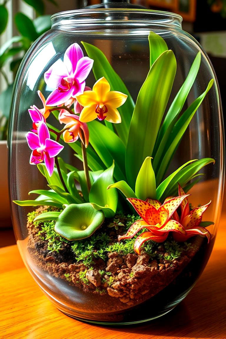 Vibrant Tropical Terrarium - 24 Terrarium Ideas