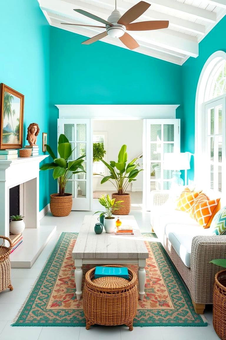 Vibrant Turquoise Escape - 24 Sunroom Color Ideas