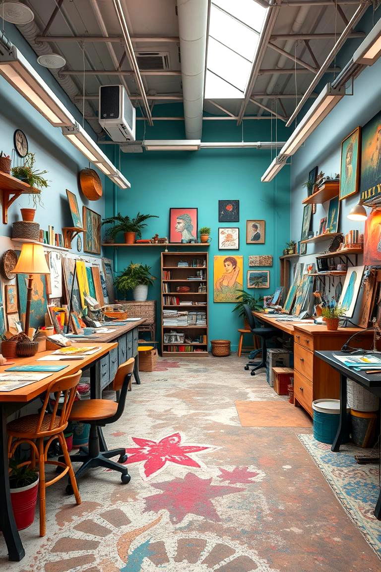 Vibrant Variegated Art Studio - 24 Colorful Room Ideas