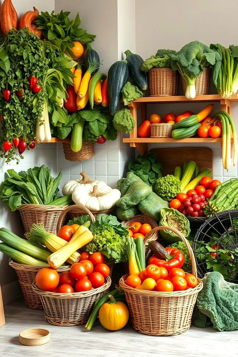 Vibrant Vegetable Display - 24 Kitchen Corner Ideas
