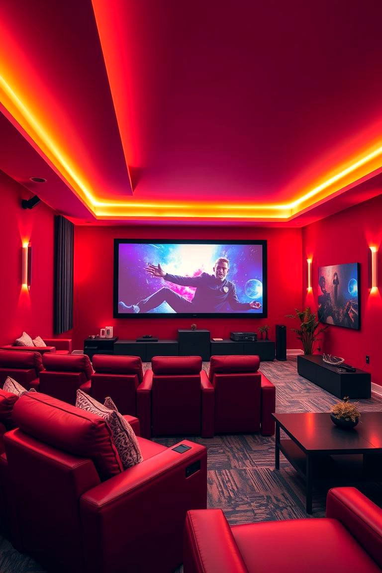 Vibrant Vermilion Vibe - 24 Home Theater Paint Colors