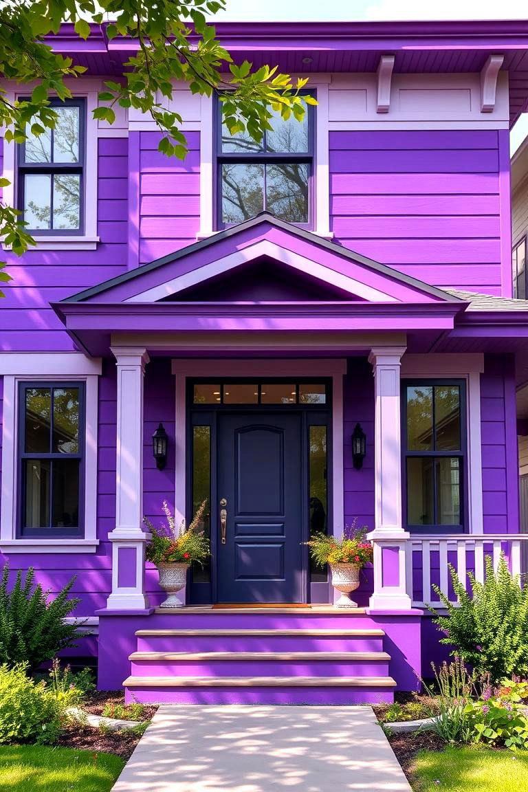 Vibrant Violet Facade - 24 Purple House Exterior Ideas
