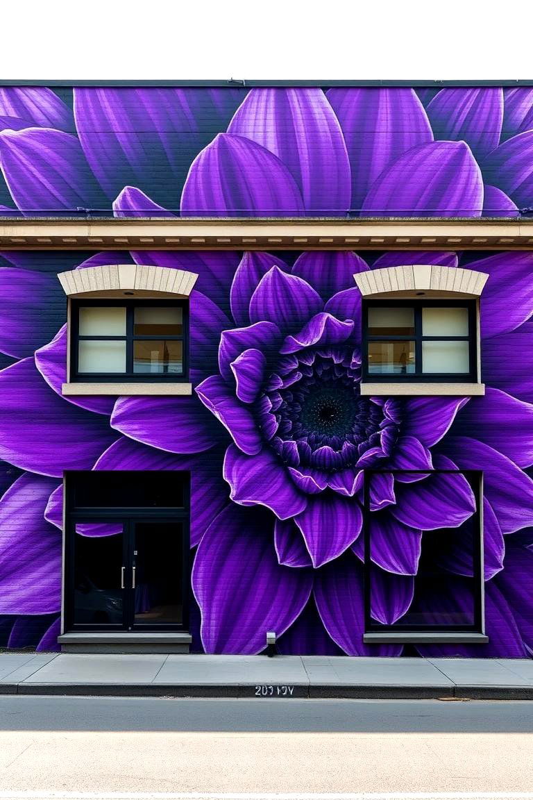 Vibrant Violet Vision - 24 Flower Murals on Buildings