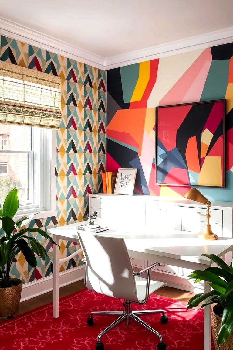 Vibrant Wallpaper - 24 Modern Home Office Ideas