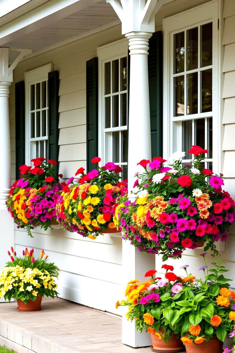 Vibrant Window Boxes and Floral Touches - 24 Colonial Front Porch Ideas