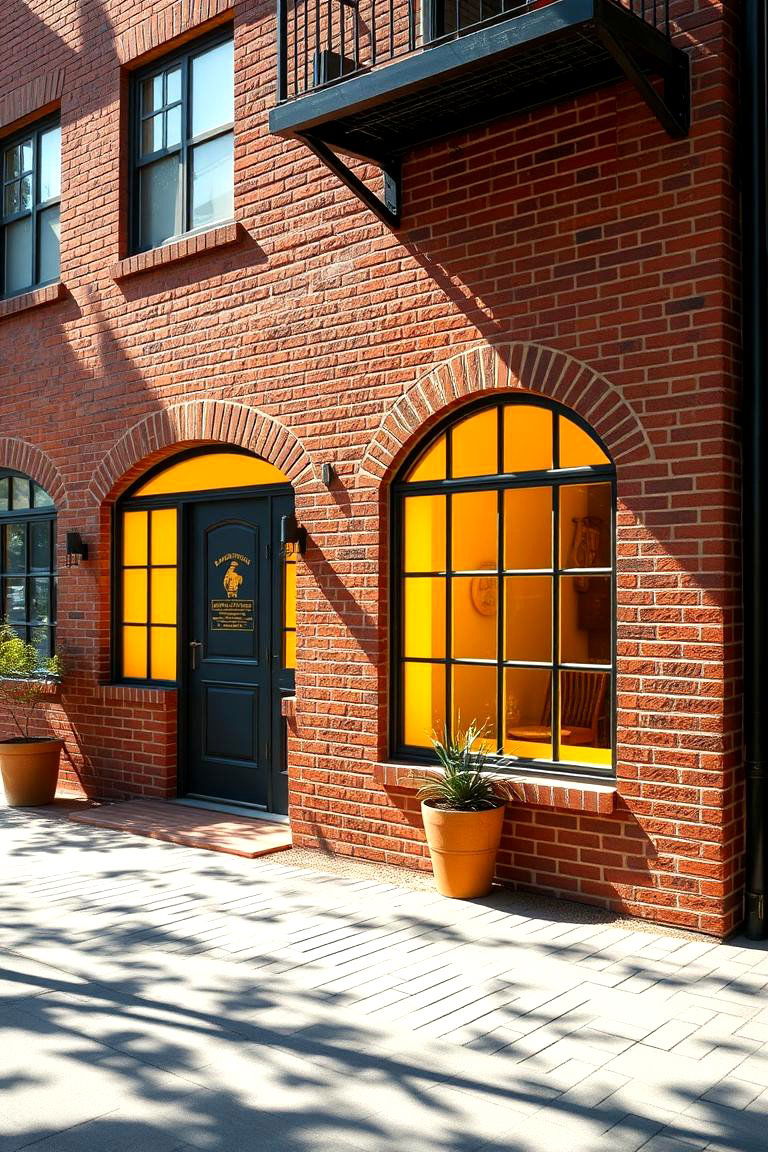 Vibrant Yellow Highlights - 24 Exterior Brick Paint Color Ideas