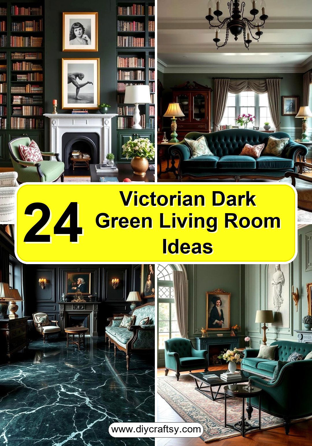 Victorian Dark Green Living Room Ideas