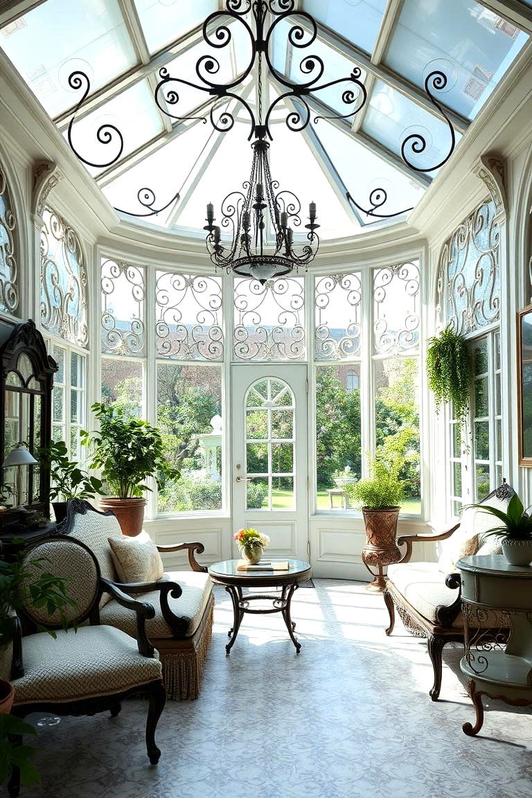 Victorian Elegance with Ornate Wrought Iron Detailing - 24 Victorian Sunroom Ideas