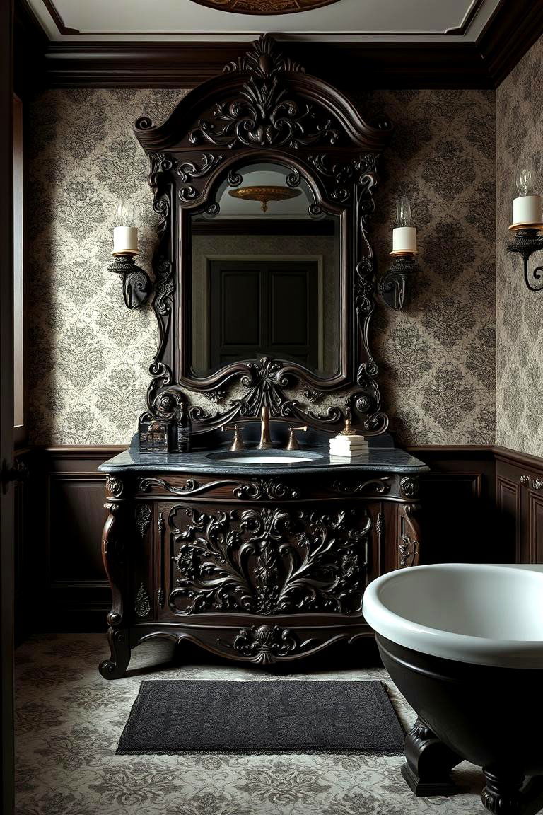 Victorian Inspired Vanity - 24 Gothic Bathroom Ideas