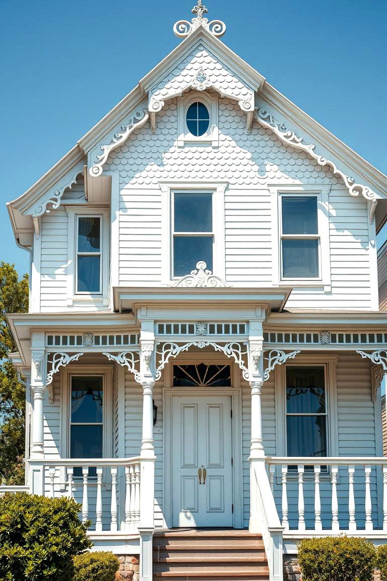 Victorian Ornate Details - 24 White Siding House Designs