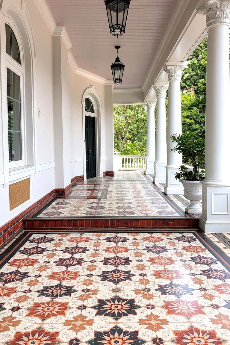 Victorian Patterned Flooring - 24 Victorian Porch Ideas