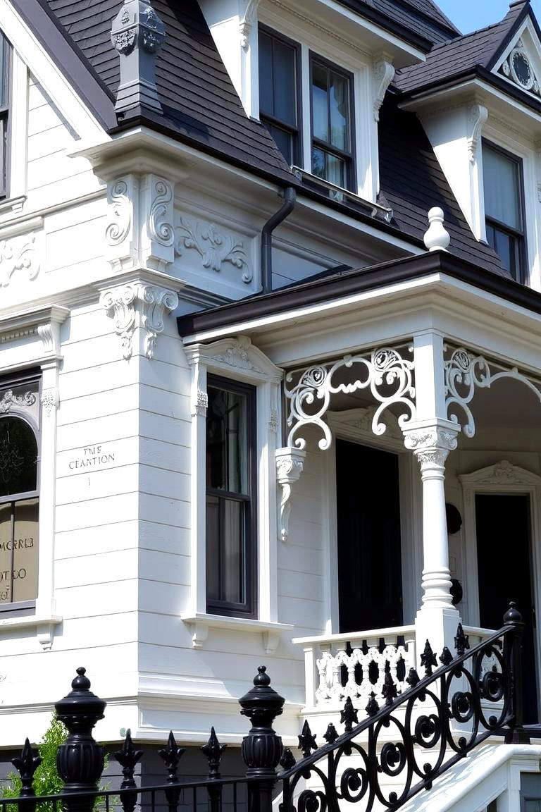Victorian with Decorative Trim - 24 White Exterior Home with a Black Roof Ideas
