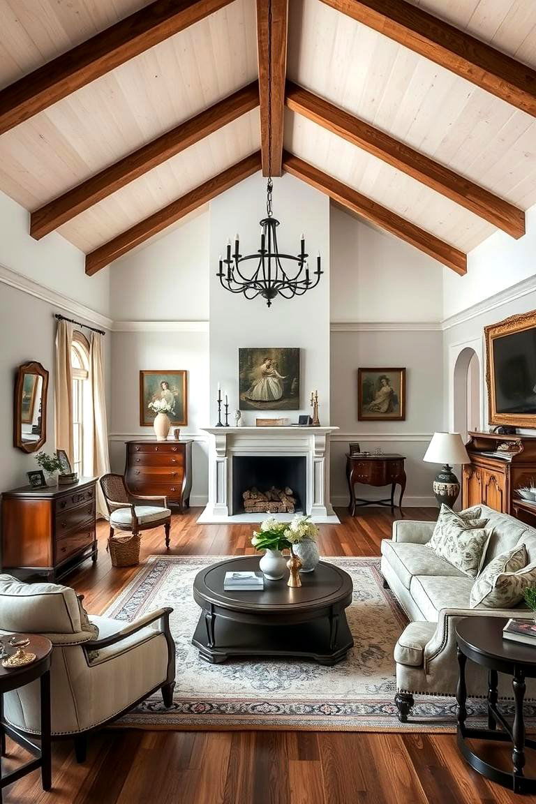 Vintage Accents with Modern Touches - 24 Open Concept Vaulted Ceiling Living Room Ideas