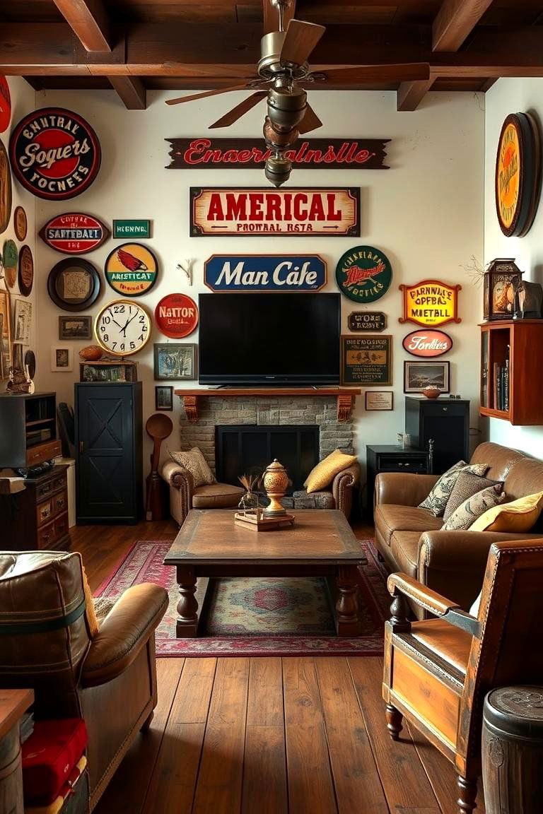 Vintage Americana Decor - 24 Man Cave Living Room Ideas