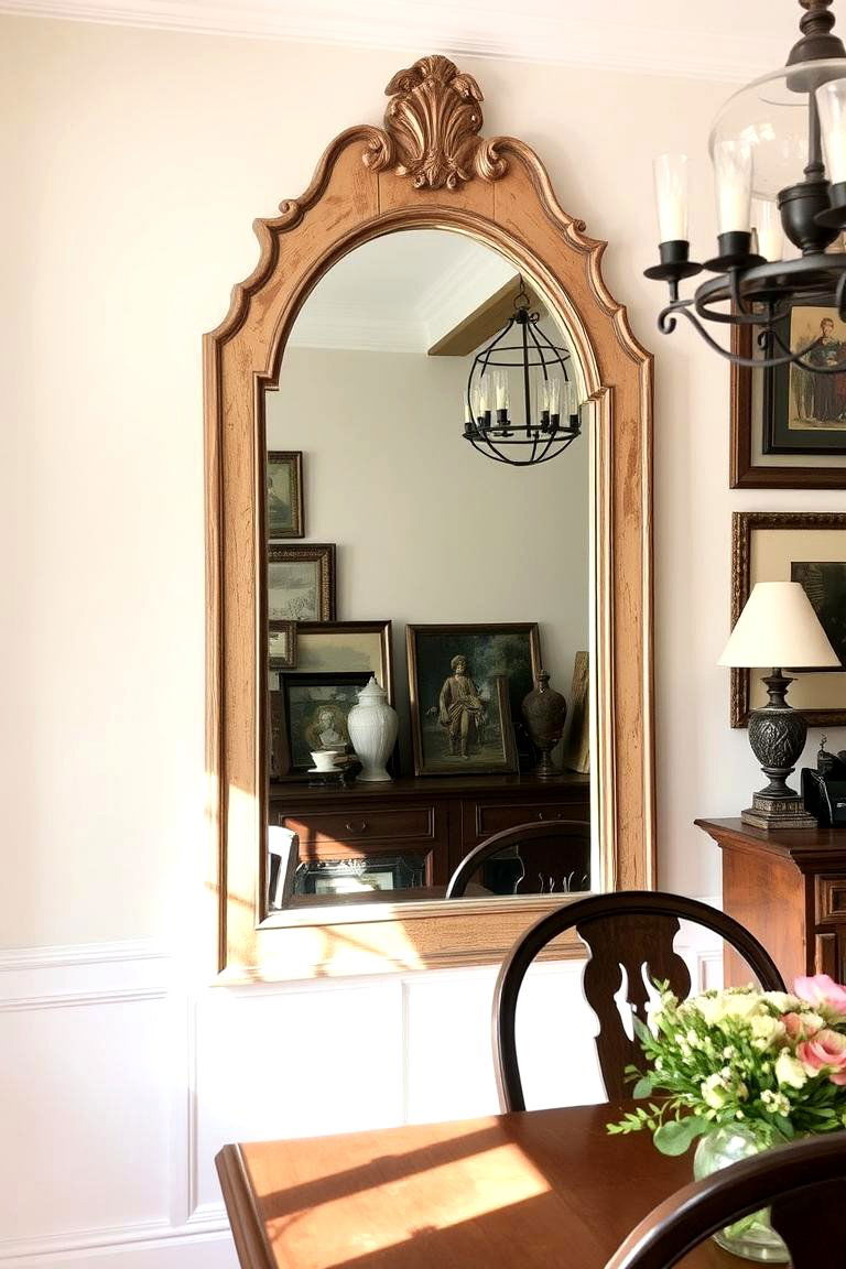 Vintage Art and Mirrors - 24 Modern Farmhouse Dining Room Ideas
